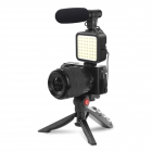 Vlog 4in1 Platinet Microphone/Light/Phone Holder With Tripod + 3,5 Jack To Type-C Adapter Black