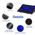 Cooler Pad Omega 5 Fans 1500 RMP 2x USB Black
