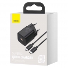 Wall Charger Baseus Super Si PD 25W 1x USB-C Black + Type-C to Type-C Cable