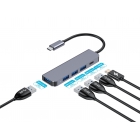 Hub Platinet USB Type-C to USB 3.2 4 Ports + USB-C 100W 5IN1 Aluminium