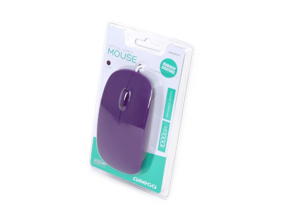 MOUSE  OMEGA OM-414 OPTICAL1000DPI RUBBER PURPLE