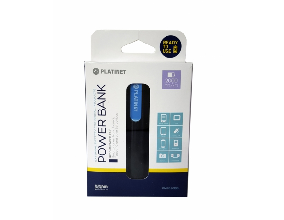 POWER BANK PLATINET 2000mAh BLACK/BLUE + microUSB cable [43170]