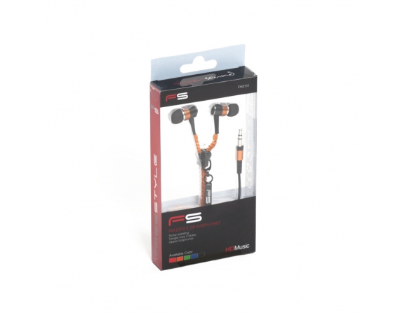 EARPHONES FREESTYLE ZIP + MIC FH2111 ORANGE [41801]