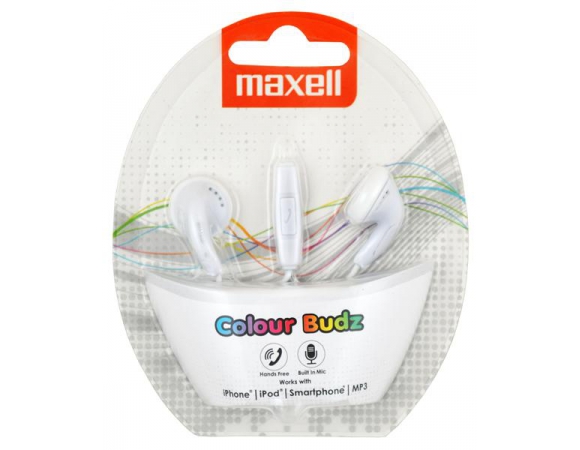 Earphones Maxell Colour Budz + Microphone White
