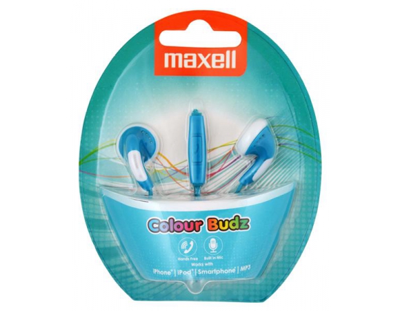 Earphones Maxell Colour Budz + Microphone Blue