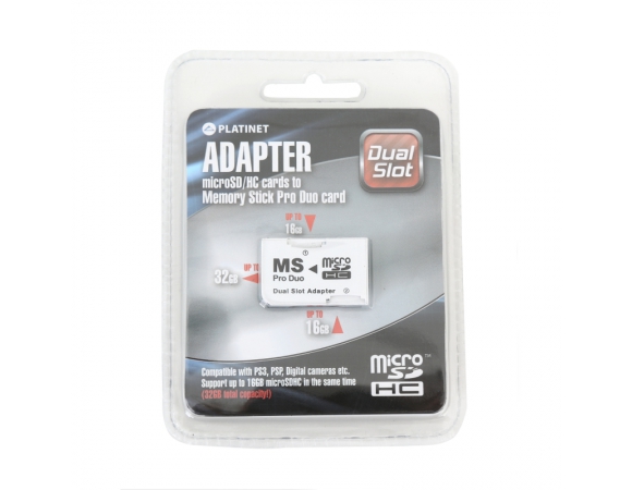 MEMORY STICK  PLATINET ADAPTER PRO DUO -> 2 x MICRO SDHC DUAL SLOT