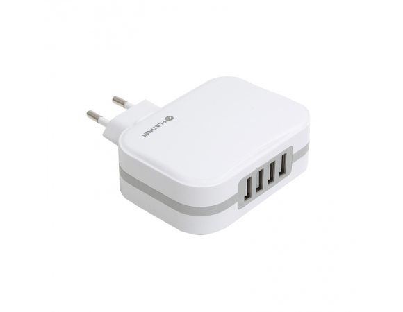 PLATINET WALL CHARGER 4xUSB 6,8A + microUSB cable 1m WHITE [43724]