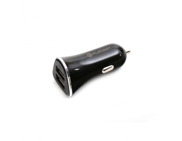 PLATINET CAR CHARGER 2xUSB 3,4A + microUSB cable 1m BLACK [43719]
