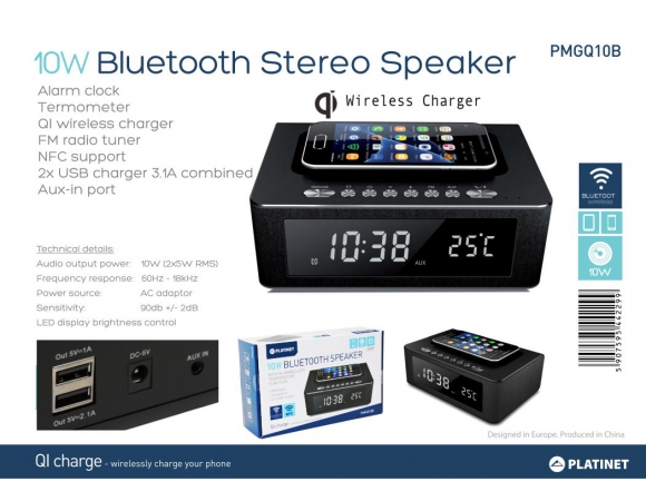 PLATINET SPEAKER BLUETOOTH NFC, QI, FM [44229]