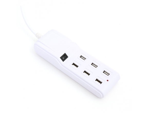 OMEGA CHARGER FAMILY 6-PORT USB 4,5A W/SWITCH WHITE [42094]