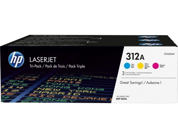 Toner HP 312A 3-Pack Cyan Magenta Yellow (CF440AM)