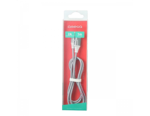 USB TYPE-C OMEGA Fabric Braided To USB 2A 1m Grey