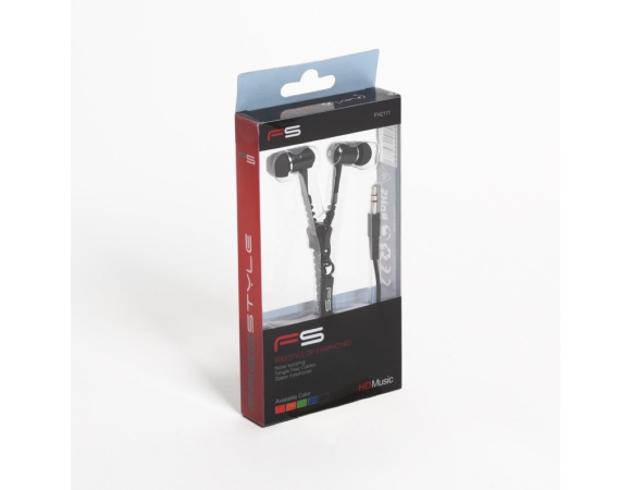 Earphones FREESTYLE ZIP + MIC FH2111 BLACK [41798]