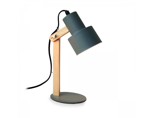 Desk Lamp Platinet 25W E14 Metal + Wood 1,5M White Cable Grey