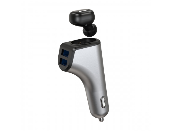Platinet Duos: Car Charger 2x USB 3.1A With Bluetooth  Earphone