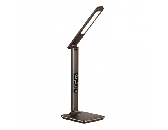 Desk Lamp PLATINET Business με δείκτη ώρας και θερμοκρασίας και θύρα φόρτισης Usb Brown