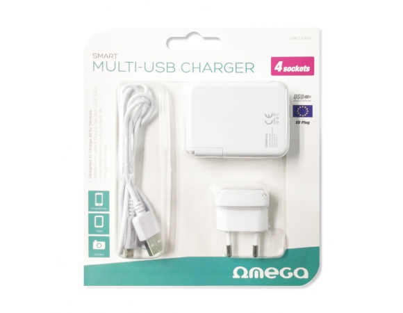 Wall Charger Omega 4xUSB White