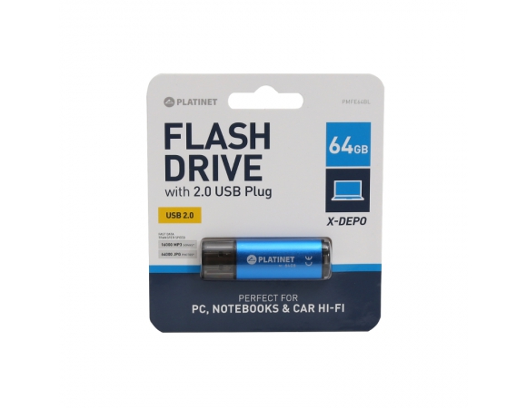 USB Platinet Flash Drive 2.0 X-DEPO 64 GB Blue