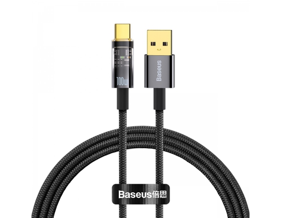 USB Cable Baseus Type-C 1m Auto Power Off 100W Black