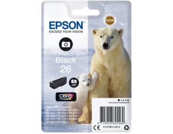 Μελάνι Epson 26 Photo Black (C13T26114012)