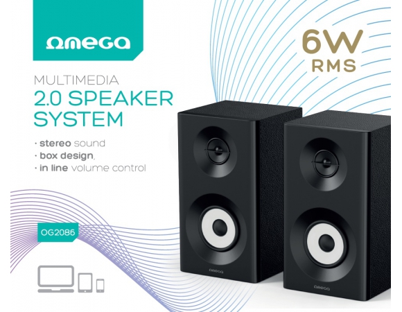 Ηχεία Omega OG2086 Stereo 2.0 6W Black