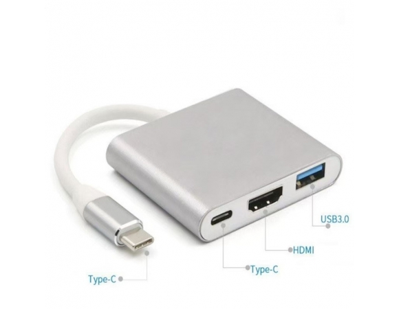 Multimedia Hub Platinet Type-C 3IN1 100W Aluminium