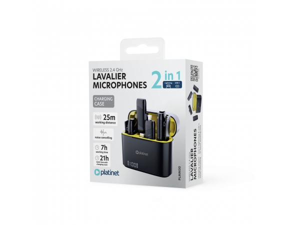 Wireless Platinet Lavalier Microphone 2 in 1 Double Mic wind Shield