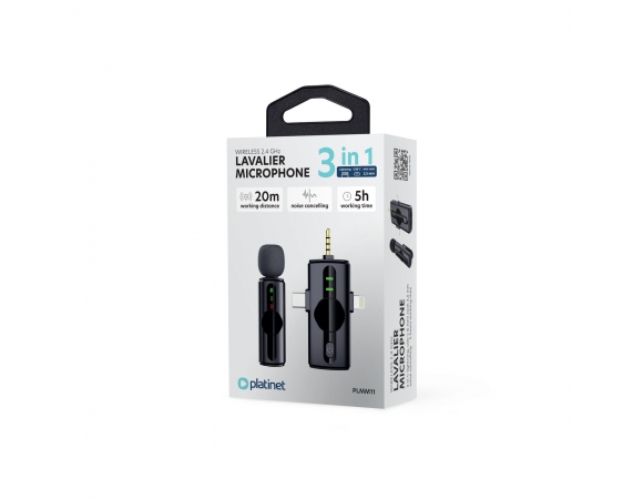Wireless Platinet Lavalier Microphone 3 in 1 Single