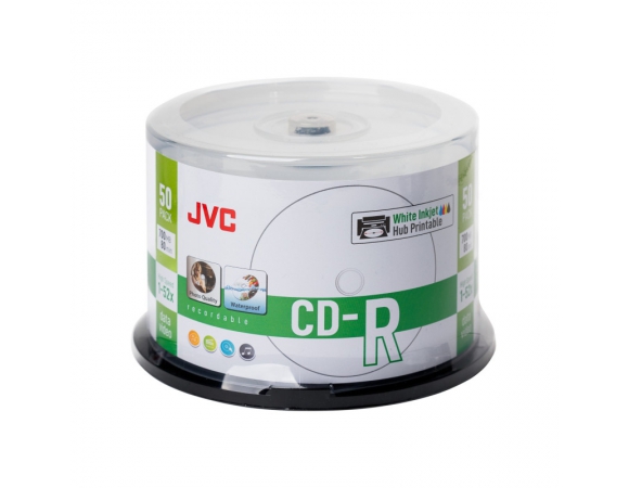 JVC CD-R 700MB 52x Printable Glossy Waterproof Cake 50