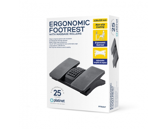 PLATINET FOOTREST ERGONOMIC 430x320 2 LEVELS ADJUSTMENT BLACK