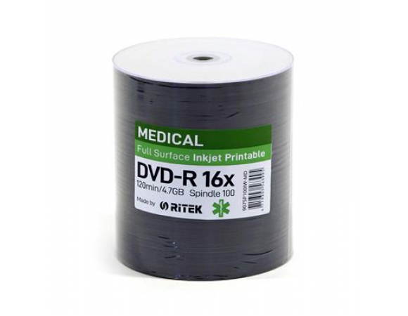 TRAXDATA RITEK DVD-R 4,7GB 16X MEDICAL WHITE INKJET PRINTABLE*100 SHRINK