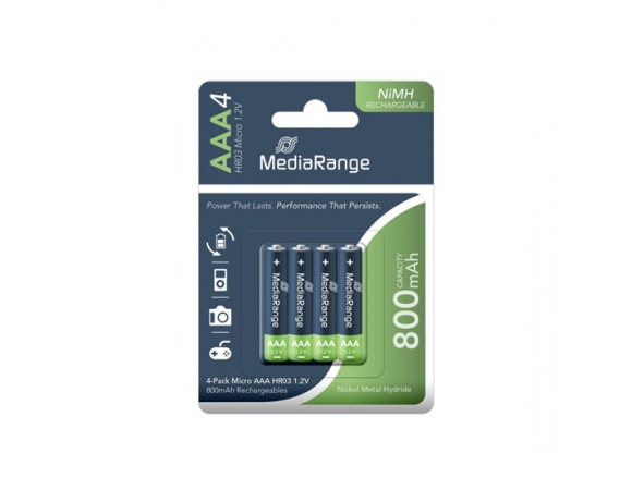 Επαναφορτιζόμενη Μπαταρία MediaRange NiMH Accus AAA 1.2V (HR03) (4 Pack) (MRBAT120)