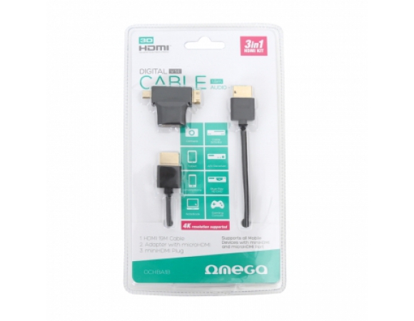 OMEGA HDMI CABLE v1.4 + ADAPRTER miniHDMI + microH