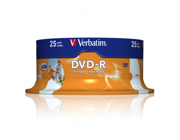 Verbatim DVD-R 16x 4.7GB Printable FF CakeBox25