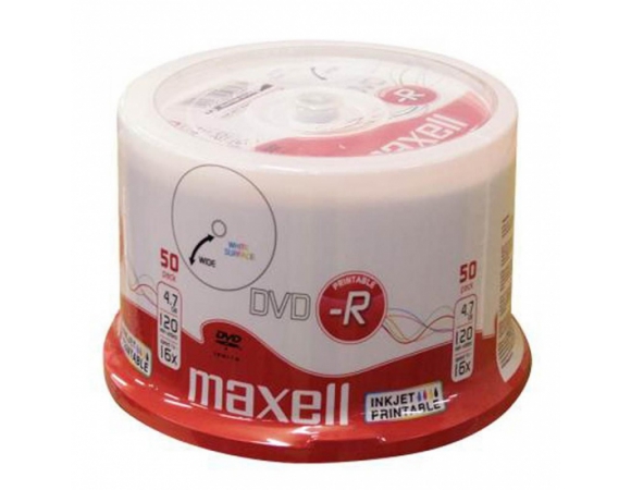 Maxell DVD-R 16x 4,7GB Printable FF CakeBox50