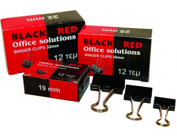 Κλιπ Μεταλλικά Black-Red 32mm 12 τεμ.