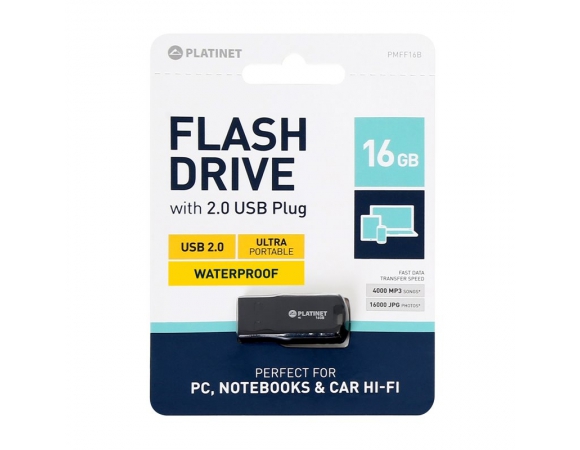 Flash Drive Platinet 2.0 Waterproof 16GB Black