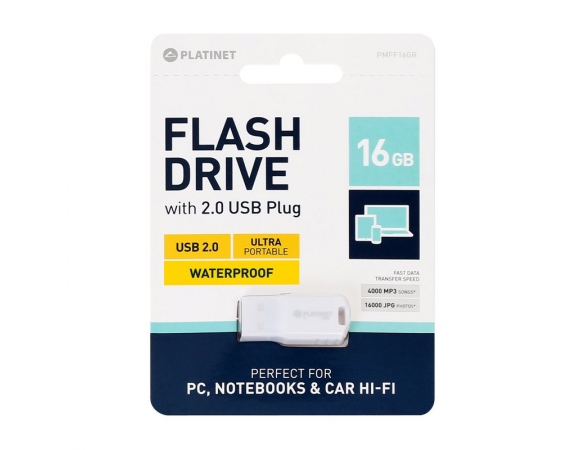Flash Drive Platinet 2.0 Waterproof 16GB White