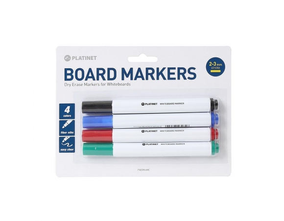 Markers Platinet Dry Erase 2-3mm Black/Blue/Red/Green