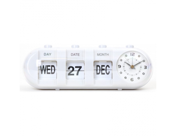 Alarm Clock Platinet and Calendar January White