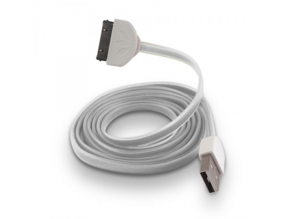USB Cable FOREVER iphone 3/4 White silicone Flat Box