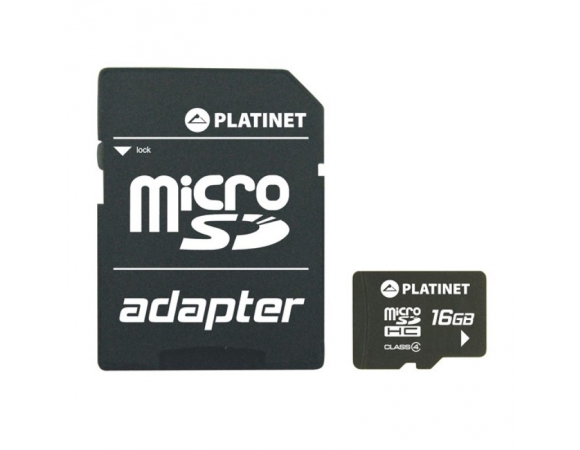 MicroSDHC PLATINET SECURE DIGITAL + ADAPTER SD 16GB class 10