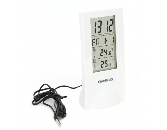 Weather Station OMEGA BIG LCD INDOOR/OUTDOOR WIRED SENSOR WHITE [42380]