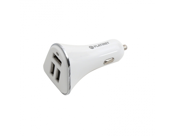 PLATINET CAR CHARGER 3xUSB 5,2A + microUSB cable 1m WHITE [43722]