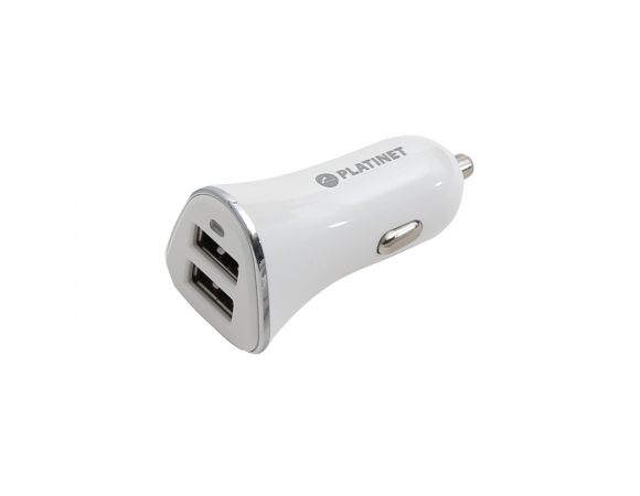 PLATINET CAR CHARGER 2xUSB 3,4A + microUSB cable 1m WHITE [43720]