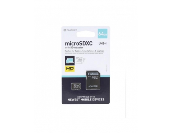 MicroSD HX PLATINET Secure Digital + Adapter SD 64GB class10