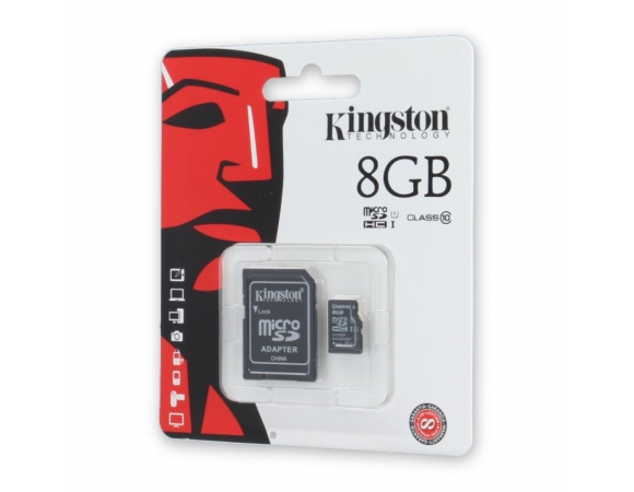 MicroSDHC Kingston 8GB Class 4 with Adapter