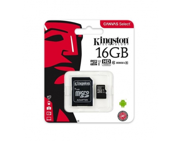 MicroSDHC Kingston 16GB UHS-I with Adapter