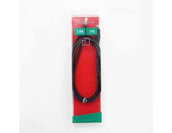 USB Cable Metal Lightning 1.8A 1m Black