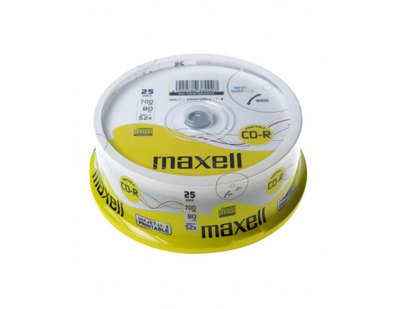 Maxell CD-R 700MB Printable Full Face CakeBox25